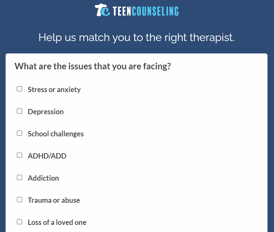 Teen Counseling asks about the issues we’re facing, including stress, trauma and depression.