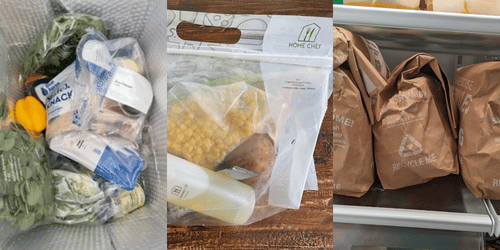 Comparing Blue Apron, Home Chef and HelloFresh meal kit packaging.